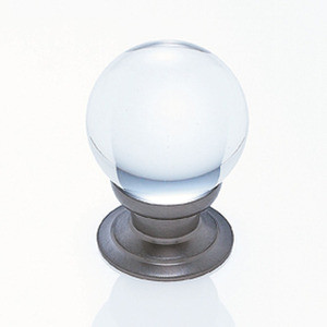 JVJ Satin Nickel 31% Leaded Crystal 30 mm (1 3/16") Smooth Round Door Knob - 53046