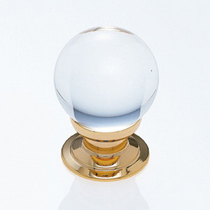JVJ 25 K Gold Plated 31% Leaded Crystal 30 mm (1 3/16") Smooth Round Door Knob - 53024