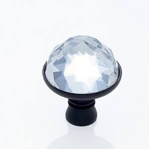 JVJ Oil Rubbed Bronze 31% Leaded Crystal 30 mm (1 3/16") Half-European Cut Door Knob - 52620