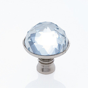 JVJ Polished Nickel 31% Leaded Crystal 30 mm (1 3/16") Half-European Cut Door Knob - 52614