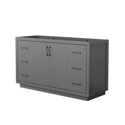 Wyndham WCF111160SGBCXSXXMXX Icon 60 Inch Single Bathroom Vanity in Dark Gray, No Countertop, No Sink, Matte Black Trim