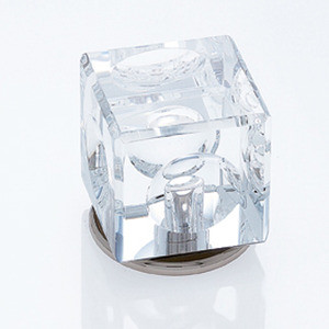 JVJ Polished Nickel 31% Leaded Crystal 30 mm (1 3/16") Square Door Knob - 51914
