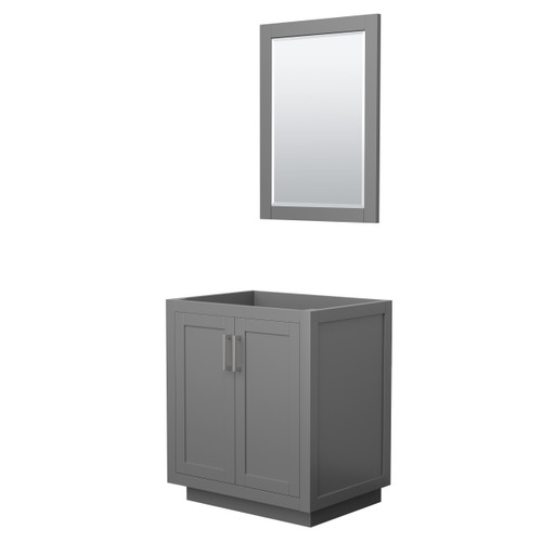 Wyndham WCF292930SKGCXSXXM24 Miranda 30 Inch Single Bathroom Vanity in Dark Gray, No Countertop, No Sink, Brushed Nickel Trim, 24 Inch Mirror