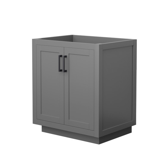Wyndham WCF292930SGBCXSXXMXX Miranda 30 Inch Single Bathroom Vanity in Dark Gray, No Countertop, No Sink, Matte Black Trim