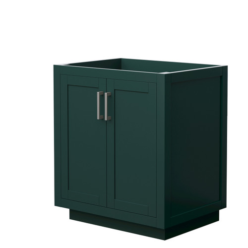 Wyndham WCF292930SGECXSXXMXX Miranda 30 Inch Single Bathroom Vanity in Green, No Countertop, No Sink, Brushed Nickel Trim Wyndham WCF292930SGECXSXXMXX Miranda 30 Inch Single Bathroom Vanity in Green, No Countertop, No Sink, Brushed Nickel Trim
