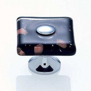 JVJ Polished Chrome 35 mm (1 3/8") Flat Square Glass Door Knob - Black With Copper Flecks - 50126