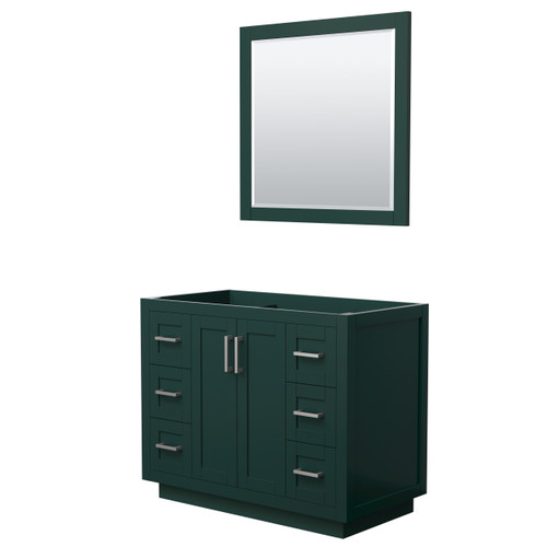 Wyndham WCF292942SGECXSXXM34 Miranda 42 Inch Single Bathroom Vanity in Green, No Countertop, No Sink, Brushed Nickel Trim, 34 Inch Mirror
