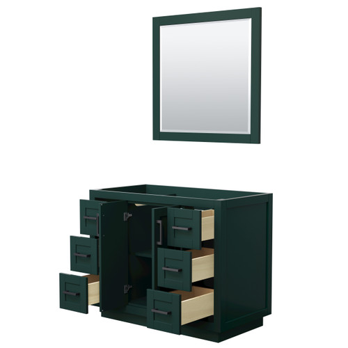 Wyndham WCF292942SGKCXSXXM34 Miranda 42 Inch Single Bathroom Vanity in Green, No Countertop, No Sink, Matte Black Trim, 34 Inch Mirror