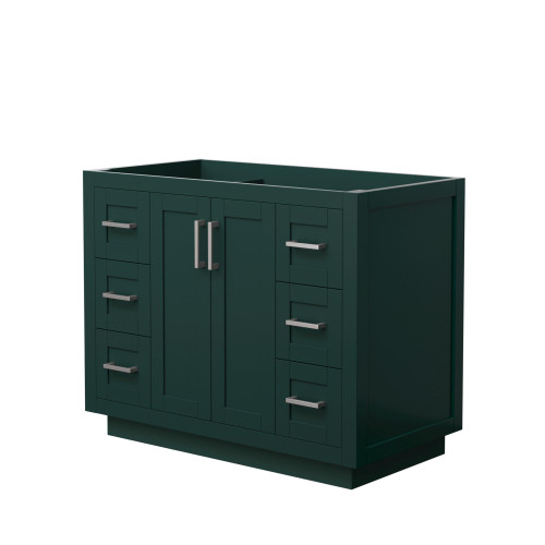 Wyndham WCF292942SGECXSXXMXX Miranda 42 Inch Single Bathroom Vanity in Green, No Countertop, No Sink, Brushed Nickel Trim Wyndham WCF292942SGECXSXXMXX Miranda 42 Inch Single Bathroom Vanity in Green, No Countertop, No Sink, Brushed Nickel Trim