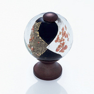 JVJ Old World Bronze 30 mm (1 3/16") Round Glass Door Knob - Gold and Silver on Black - 49812