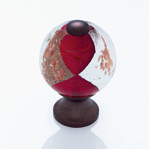 JVJ Old World Bronze 30 mm (1 3/16") Round Glass Door Knob - Gold and Silver on Red - 49712