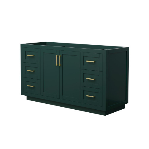 Wyndham WCF292960SGDCXSXXMXX Miranda 60 Inch Single Bathroom Vanity in Green, No Countertop, No Sink, Brushed Gold Trim