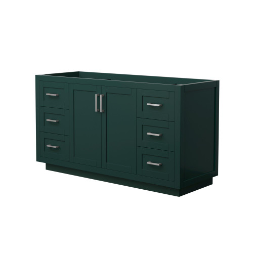 Wyndham WCF292960SGECXSXXMXX Miranda 60 Inch Single Bathroom Vanity in Green, No Countertop, No Sink, Brushed Nickel Trim