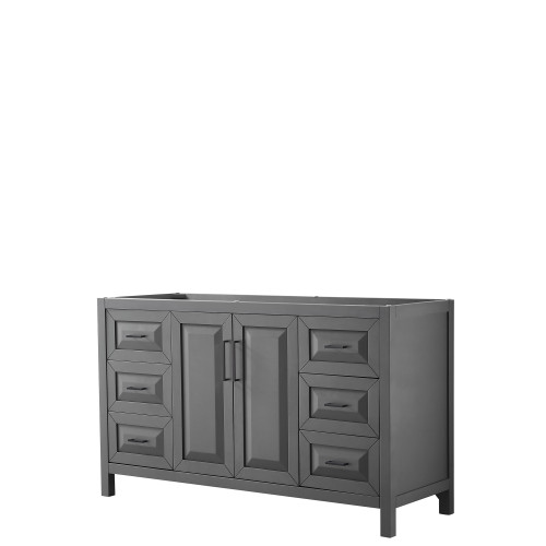 Wyndham WCV252560SGBCXSXXMXX Daria 60 Inch Single Bathroom Vanity in Dark Gray, No Countertop, No Sink, Matte Black Trim