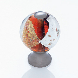 JVJ Satin Nickel 30 mm (1 3/16") Round Glass Door Knob - Gold and Silver on Orange - 49346