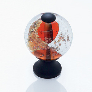 JVJ 49320 Oil Rubbed Bronze 30 mm (1 3/16") Round Glass Door Knob - Gold and Silver on Orange