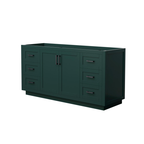Wyndham WCF292966SGKCXSXXMXX Miranda 66 Inch Single Bathroom Vanity in Green, No Countertop, No Sink, Matte Black Trim