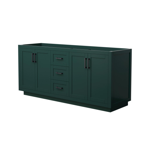 Wyndham WCF292972DGKCXSXXMXX Miranda 72 Inch Double Bathroom Vanity in Green, No Countertop, No Sink, Matte Black Trim