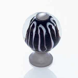 JVJ Satin Nickel 30 mm (1 3/16") Round Glass Door Knob - Clear With Zebra Stripes - 47446