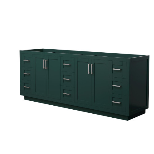 Wyndham WCF292984DGECXSXXMXX Miranda 84 Inch Double Bathroom Vanity in Green, No Countertop, No Sink, Brushed Nickel Trim