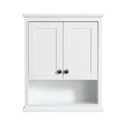 Wyndham WCS2020WCWB Deborah Over-the-Toilet Bathroom Wall-Mounted Storage Cabinet in White with Matte Black Trim