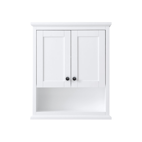 Wyndham WCV2323WCWB Avery Over-the-Toilet Bathroom Wall-Mounted Storage Cabinet in White with Matte Black Trim