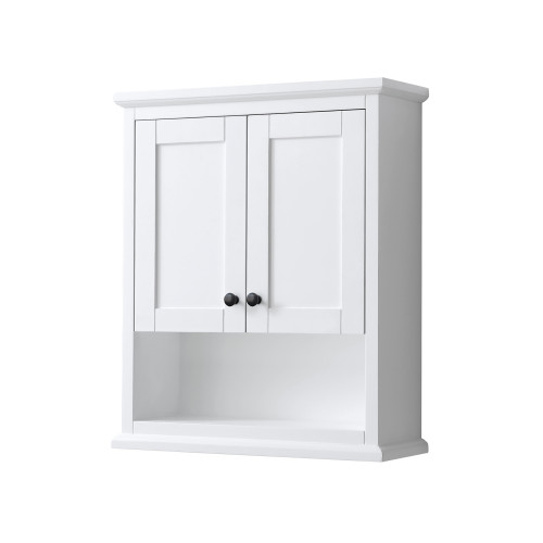 Wyndham WCV2323WCWB Avery Over-the-Toilet Bathroom Wall-Mounted Storage Cabinet in White with Matte Black Trim