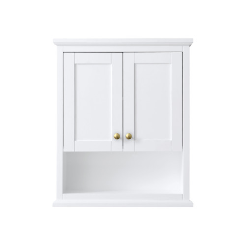 Wyndham WCV2323WCWG Avery Over-the-Toilet Bathroom Wall-Mounted Storage Cabinet in White with Brushed Gold Trim