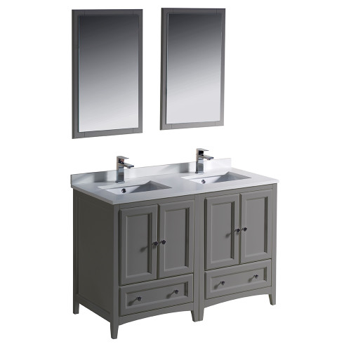 Fresca FVN20-2424GR Fresca Oxford 48" Gray Traditional Double Sink Bathroom Vanity