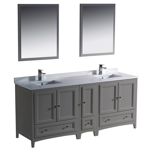 Fresca FVN20-301230GR Fresca Oxford 72" Gray Traditional Double Sink Bathroom Vanity