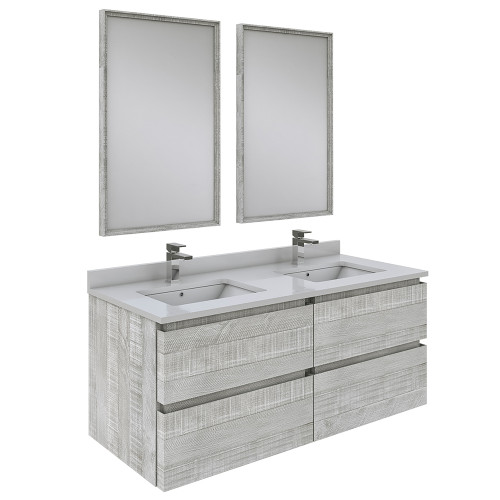 Fresca FVN31-2424ASH Fresca Formosa 48" Wall Hung Double Sink Modern Bathroom Vanity w/ Mirrors in Ash