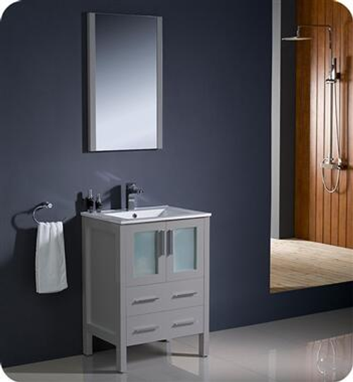 Fresca FVN6224GR-UNS Fresca Torino 24" Gray Modern Bathroom Vanity w/ Integrated Sink