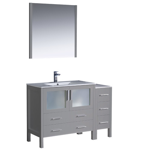 Fresca FVN62-3612GR-UNS Fresca Torino 48" Gray Modern Bathroom Vanity w/ Side Cabinet & Integrated Sink