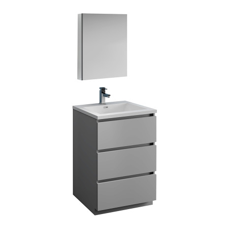 Fresca FVN9324GR Fresca Lazzaro 24" Gray Free Standing Modern Bathroom Vanity w/ Medicine Cabinet