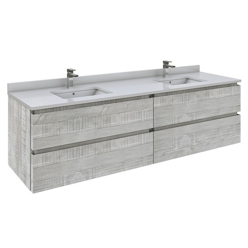 Fresca FCB31-3636ASH Fresca Formosa 70" Wall Hung Double Sink Modern Bathroom Vanity Cabinet in Ash