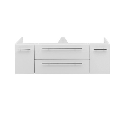 Fresca FCB6148WH-UNS-D Fresca Lucera 48" White Wall Hung Double Undermount Sink Modern Bathroom Vanity Cabinet