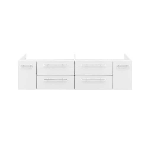 Fresca FCB6160WH-UNS-D Fresca Lucera 60" White Wall Hung Double Undermount Sink Modern Bathroom Vanity Cabinet