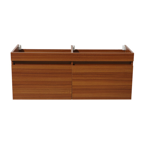 Fresca FCB8042TK Fresca Mezzo 60" Teak Wall Hung Double Sink Modern Bathroom Vanity Cabinet