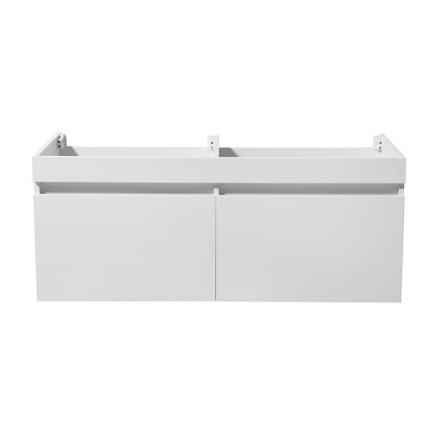 Fresca FCB8042WH Fresca Mezzo 60" White Wall Hung Double Sink Modern Bathroom Vanity Cabinet