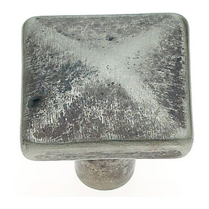 JVJ Rustic Nickel Finish 1 1/4" Square Distressed Door Knob - 43113