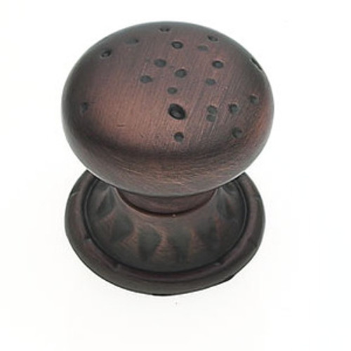 JVJ 42712 Old World Bronze 1 3/8" Pitted Mushroom Door Knob with Round and Square Back Plates
