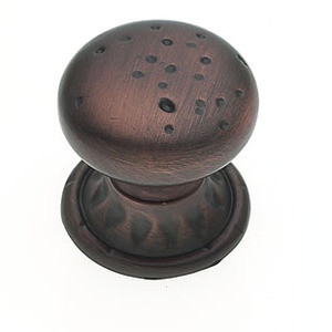 JVJ Old World Bronze 1 3/8" Pitted Mushroom Door Knob with Round and Square Back Plates - 42712