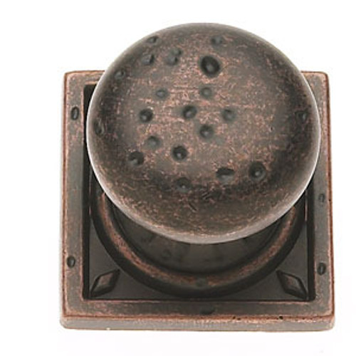 JVJ 42709 Distressed Copper Finish 1 3/8" Pitted Mushroom Door Knob with Round and Square Back Plates