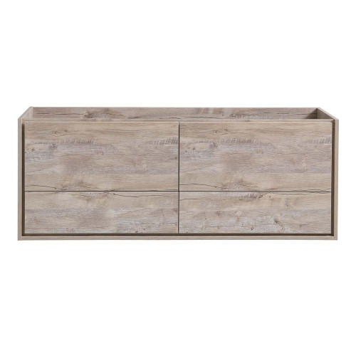 Fresca FCB9260RNW-D Fresca Catania 60" Rustic Natural Wood Wall Hung Double Sink Modern Bathroom Vanity Cabinet