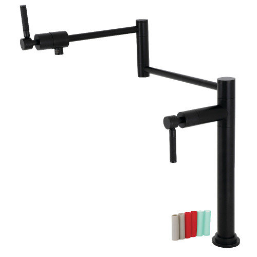 Kingston Brass KS4700DKL Kaiser Deck Mount Pot Filler, Matte Black