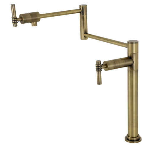 Kingston Brass KS4703ML Milano Deck Mount Pot Filler, Antique Brass