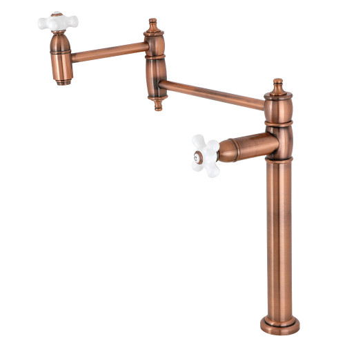 Kingston Brass KS370PXAC Restoration Deck Mount Pot Filler, Antique Copper