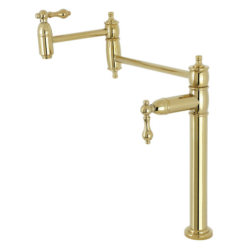 Kingston Brass KS3702AL Restoration Deck Mount Pot Filler, Polished Brass