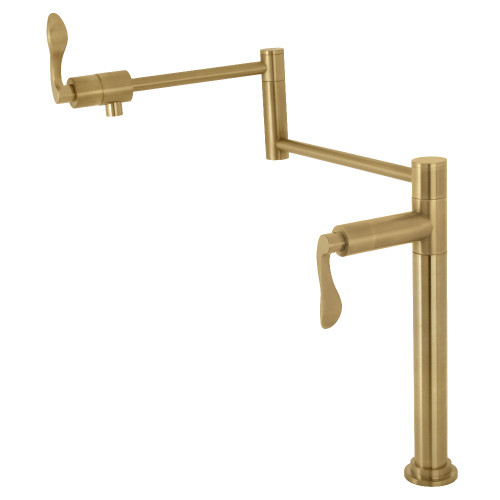 Kingston Brass KS4707DFL NuWave Deck Mount Pot Filler, Brushed Brass