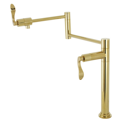 Kingston Brass KS4702DFL NuWave Deck Mount Pot Filler, Polished Brass